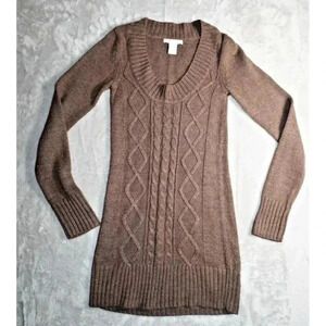 Charlotte Russe Sweater Womens Long Sleeve Dress Brown Small